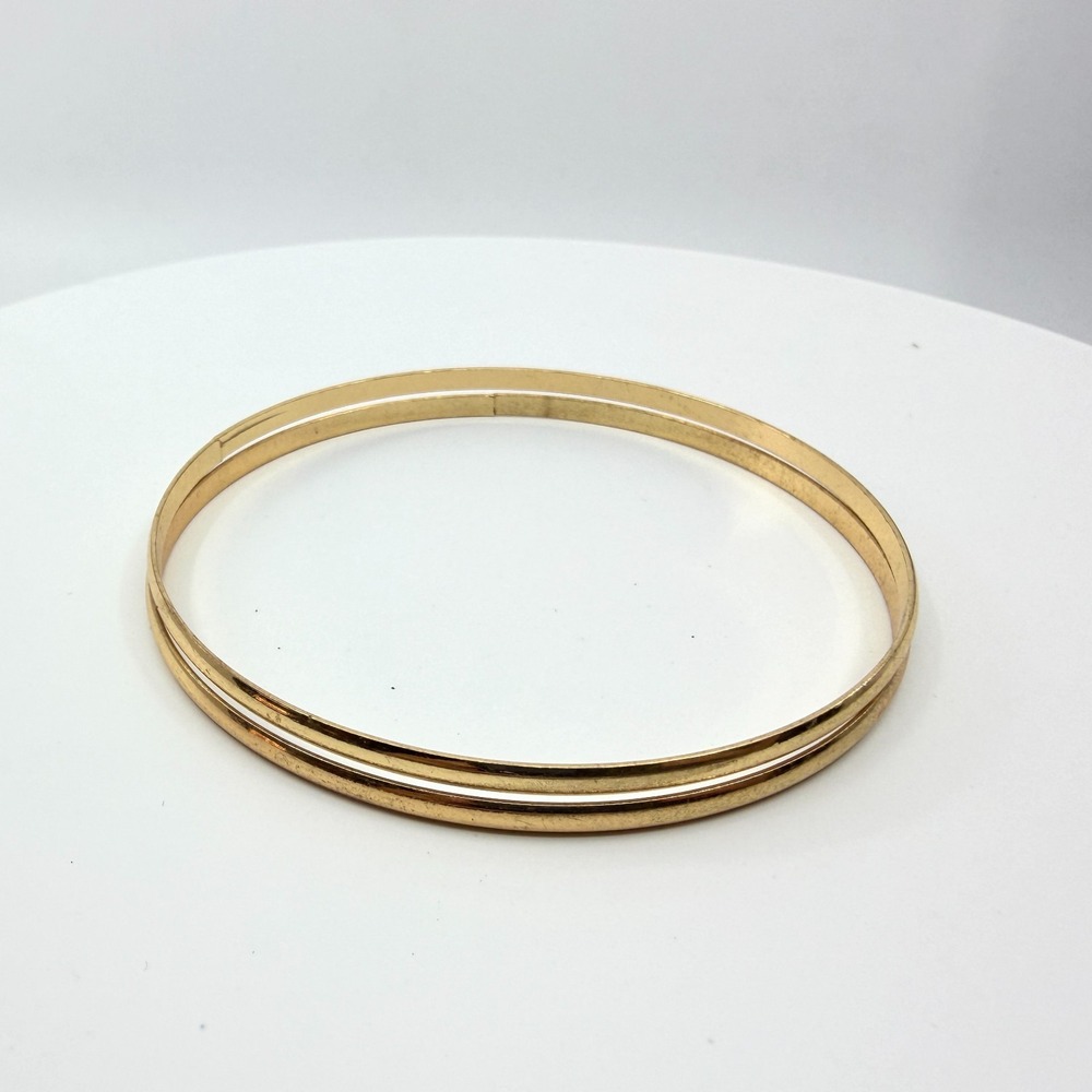 Vintage Gold Tone Thin Bangle Bracelets Set Minimalist Stackable Set of 2 Retro
